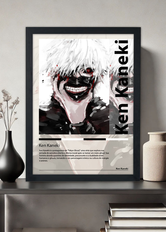 Quadro Decorativo Ken Kaneki - Tokyo Ghoul - Com vidro