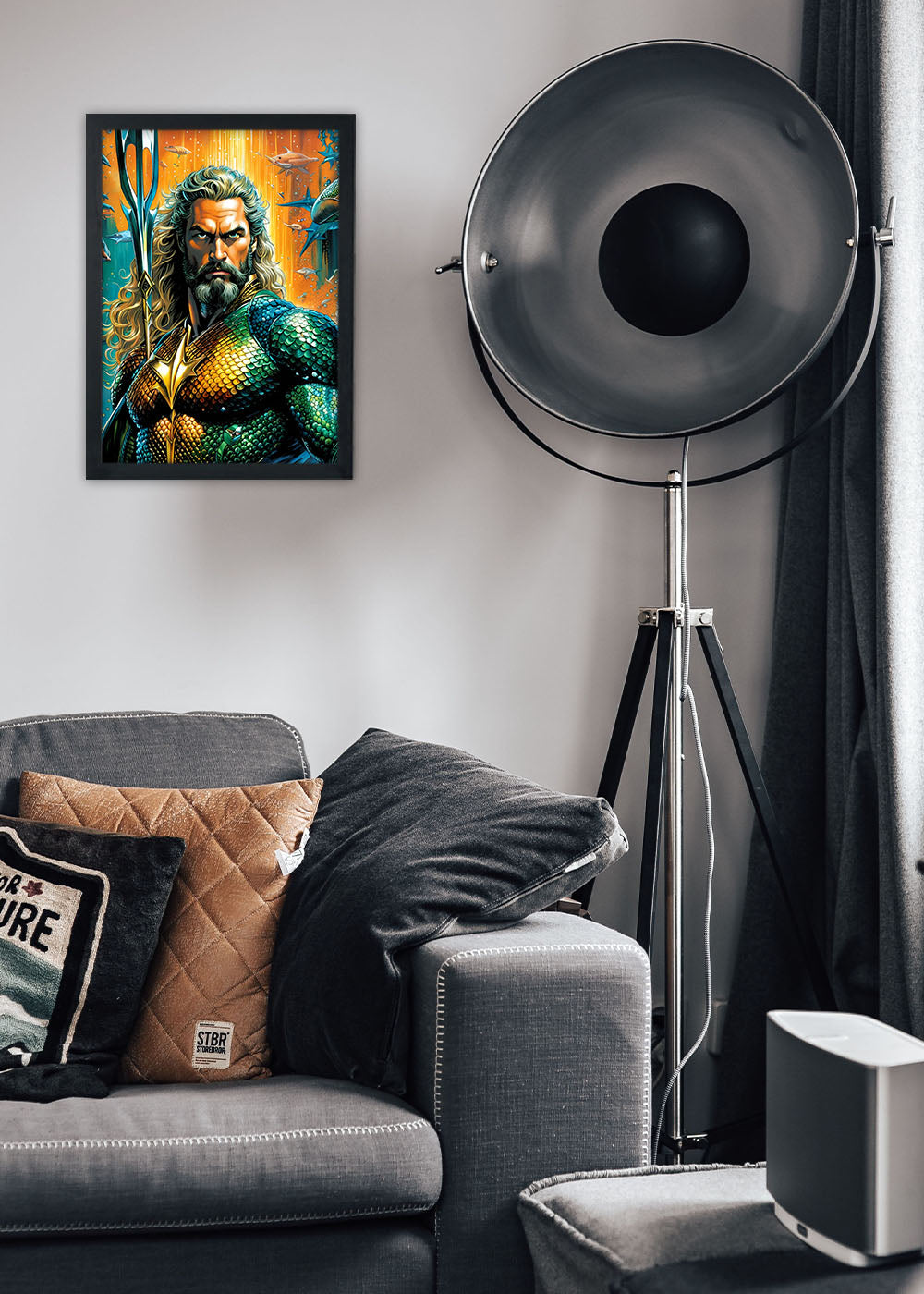 Quadro Decorativo Heroi DC - Aquaman - Com vidro