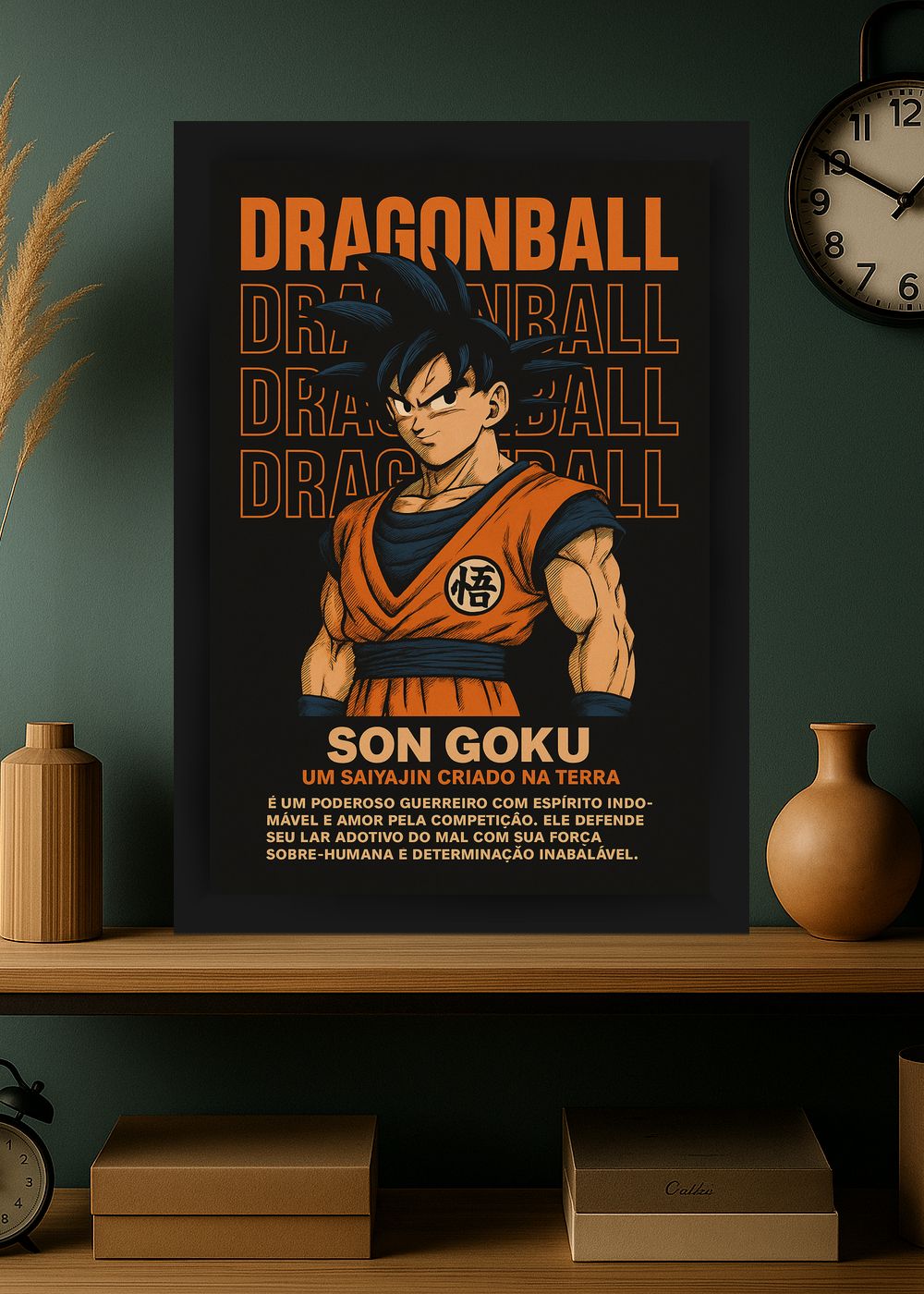 Quadro Son Goku Dragon Ball Anime Com Vidro e Moldura