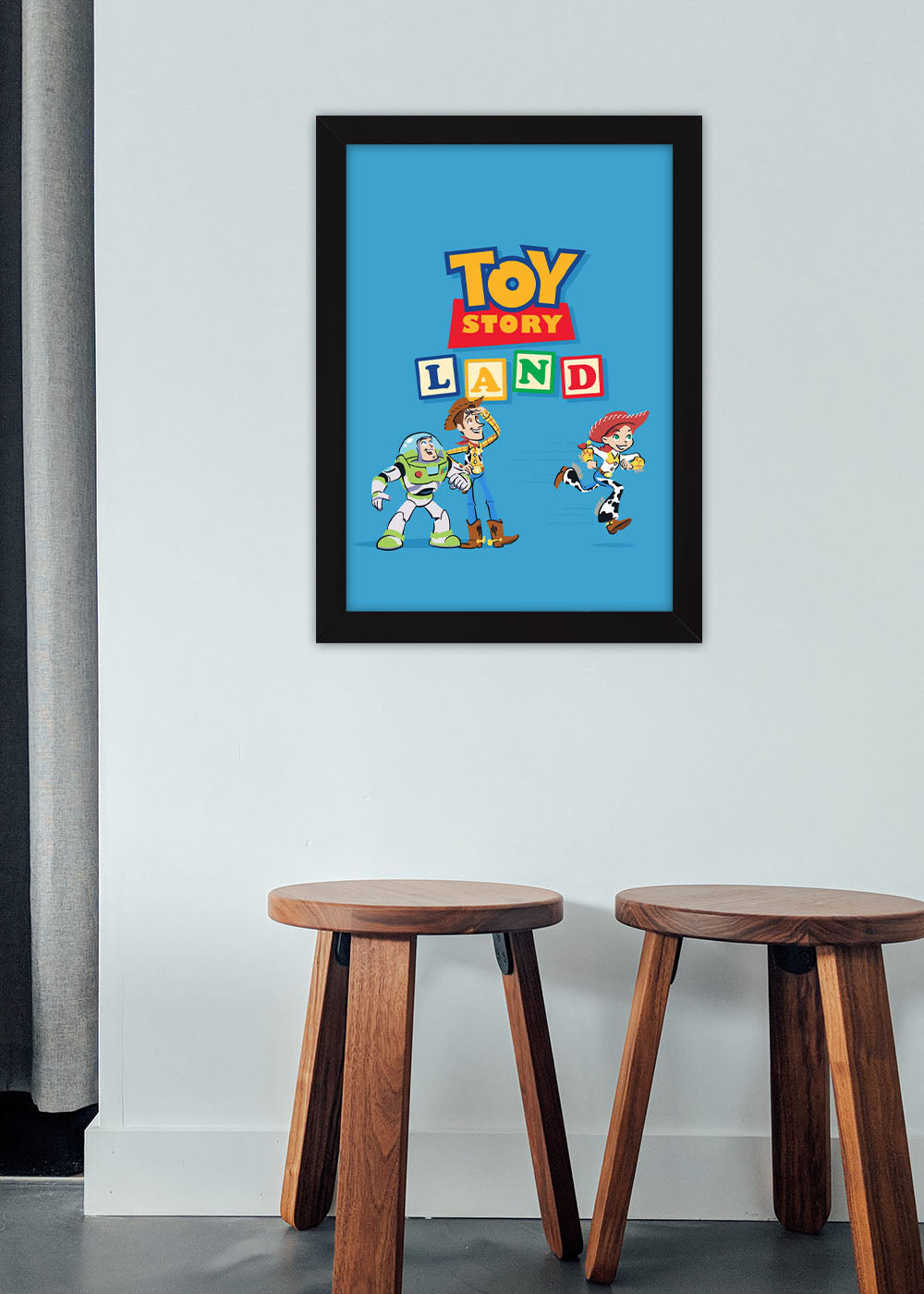 Quadro Decorativo Toy Story Land - Com vidro