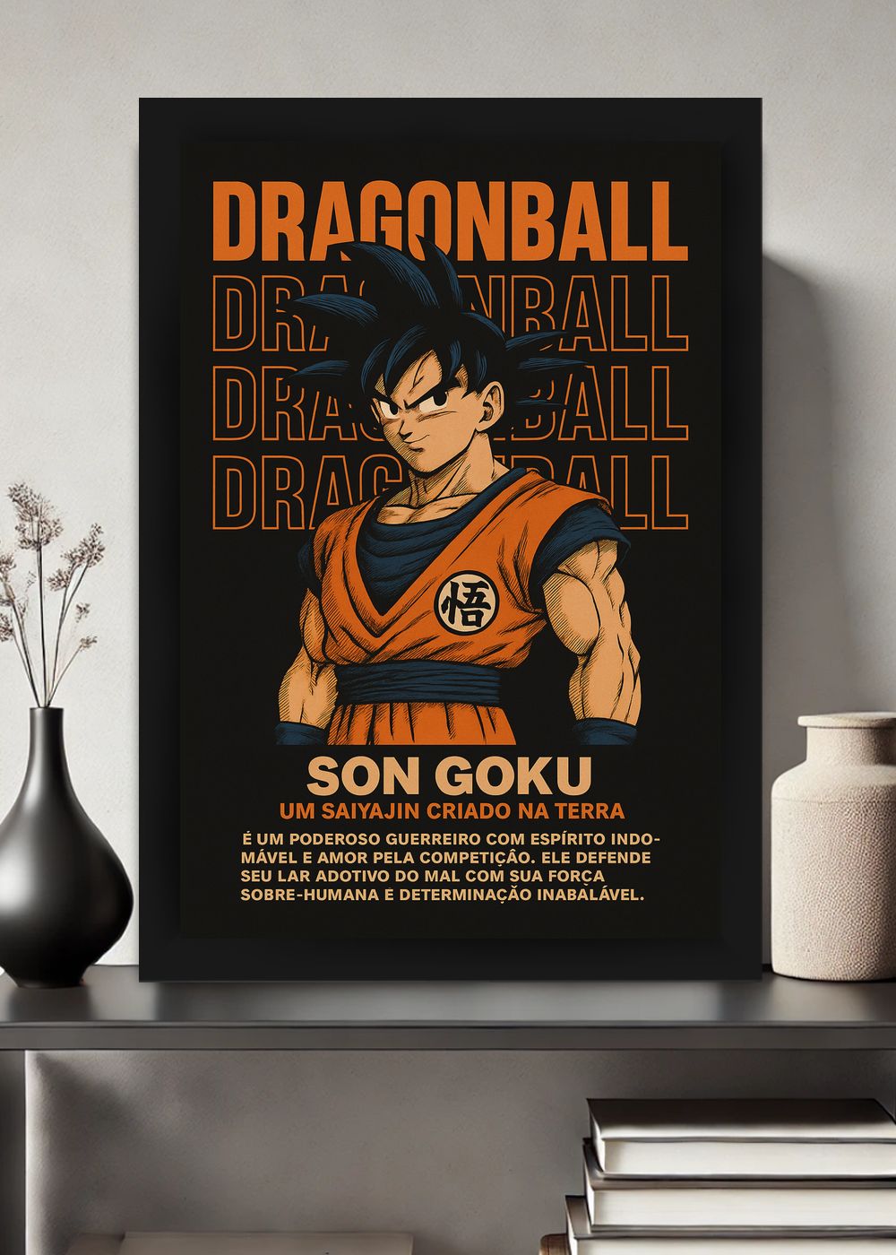 Quadro Son Goku Dragon Ball Anime Com Vidro e Moldura