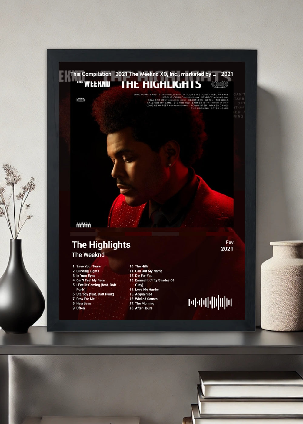 Quadro The Weeknd The Highlights (Colored) Com Vidro