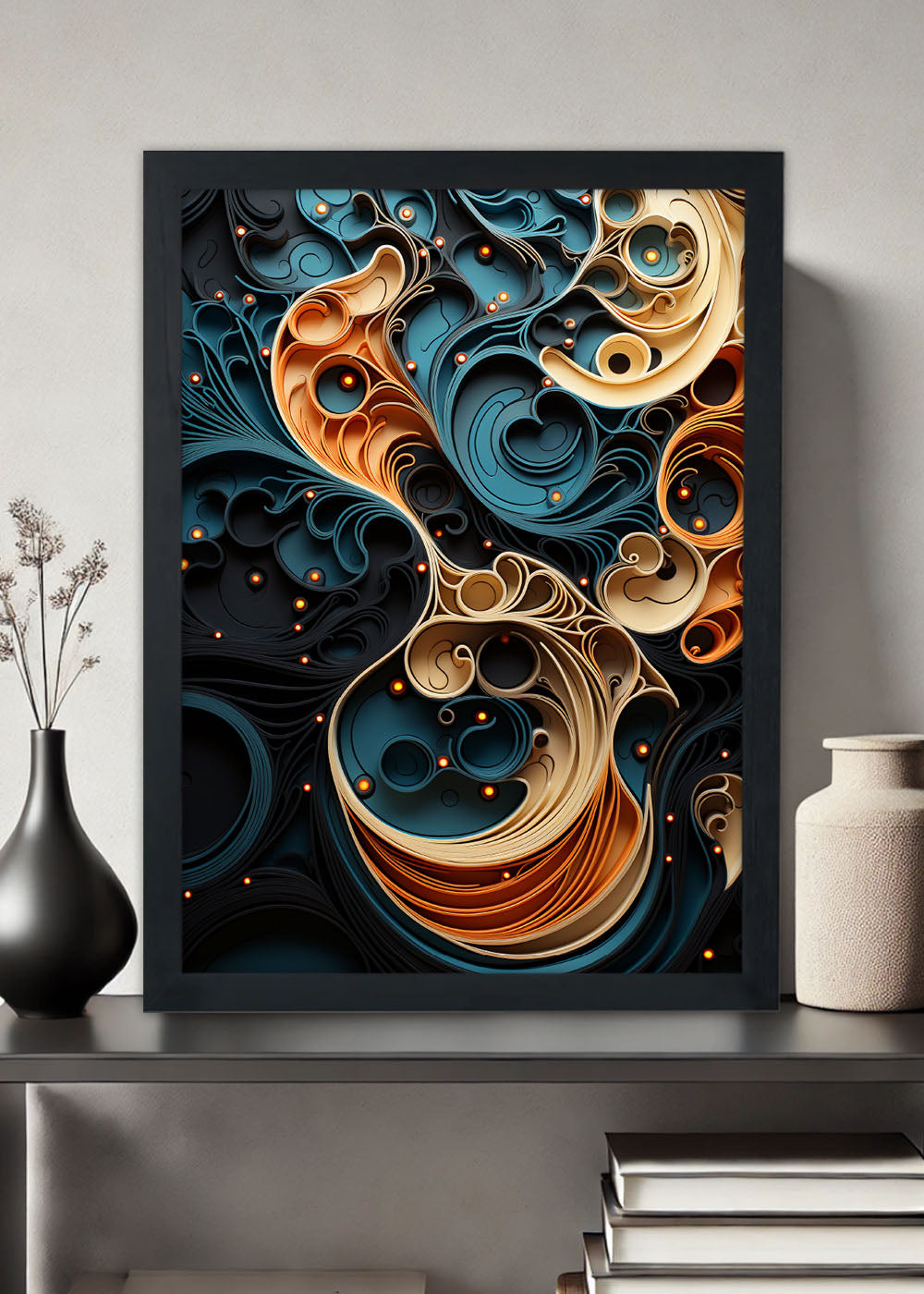 Quadro Decorativo Arte de forma abstratas - Com vidro