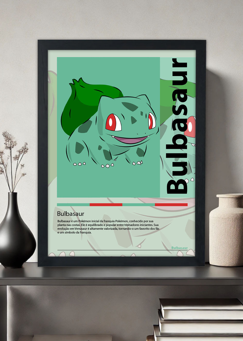 Quadro Decorativo Bulbasaur - Pokémon - Com vidro