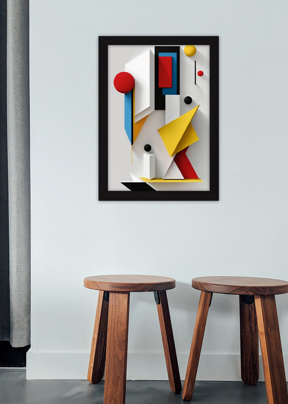 Quadro arte de formas geometricas abstratas - Com vidro