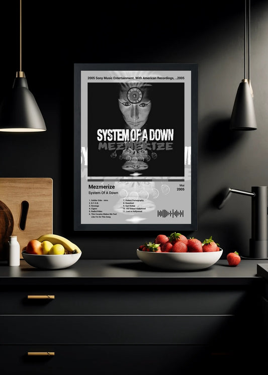 Quadro System Of A Down Mezmerize (Black&white) Com Vidro