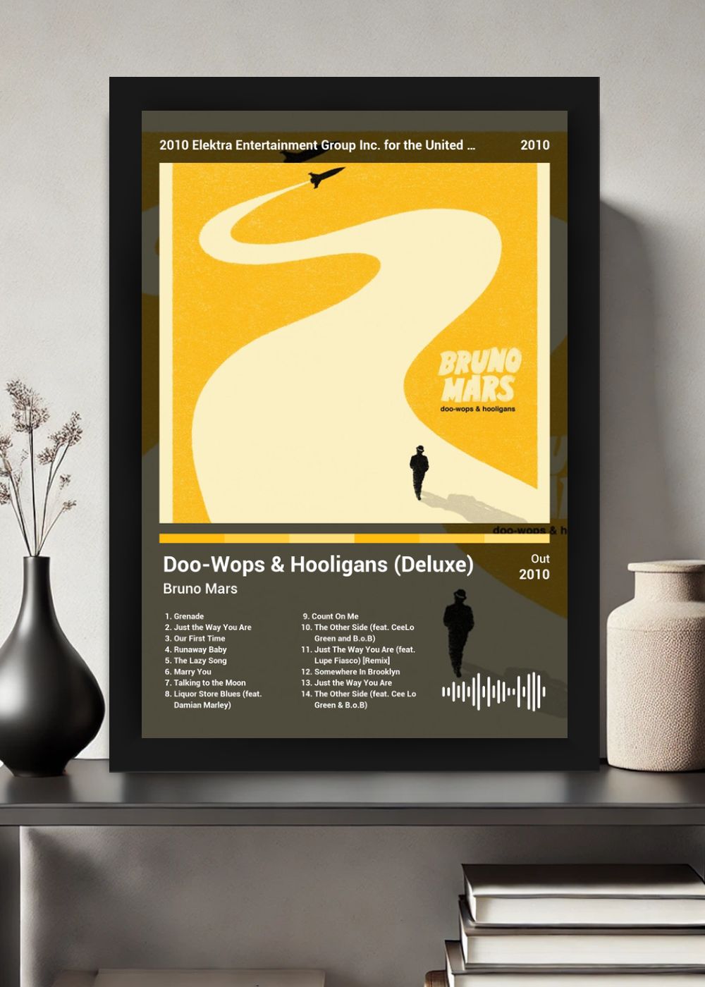 Quadro Bruno Mars DooWops & Hooligans (Dark) Com Vidro