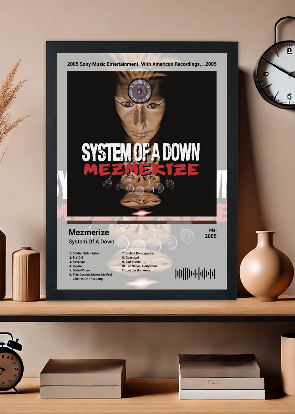 Quadro System Of A Down Mezmerize (Light) Com Vidro