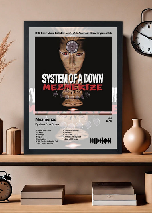 Quadro System Of A Down Mezmerize (Light) Com Vidro