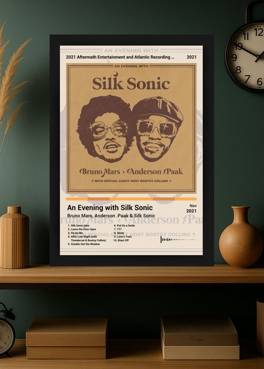 Quadro Bruno Mars An Evening with Silk ... (Light) Com Vidro