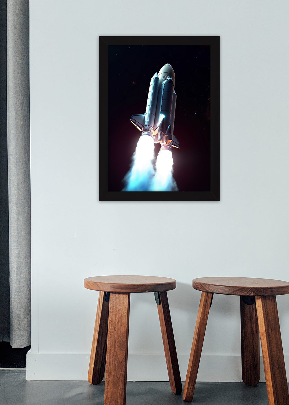 Quadro Decorativo Foguete Abstrato - Com vidro