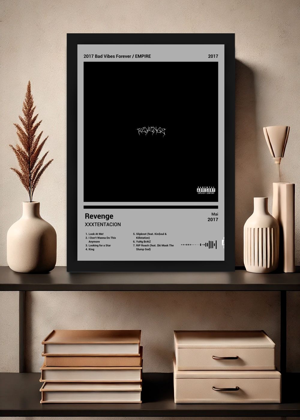 Quadro Decorativo XXXTENTACION Revenge (Light) Com Vidro