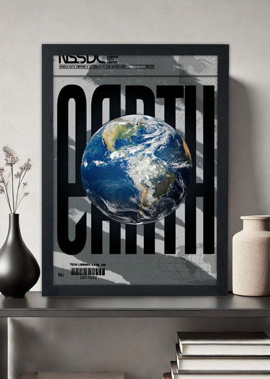 Quadro Decorativo arte do planeta terra - Com vidro