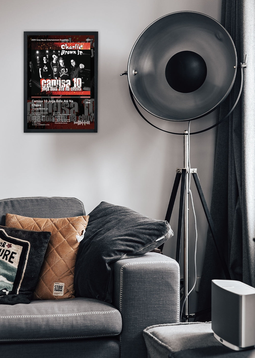 Quadro Charlie Brown Jr. Camisa 10 Joga ... (Dark) Com Vidro