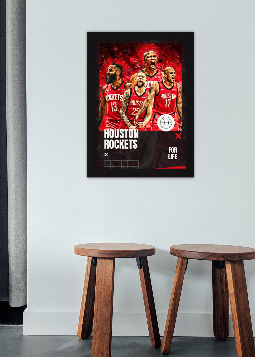Quadro Decorativo Houston Rockets - Com vidro