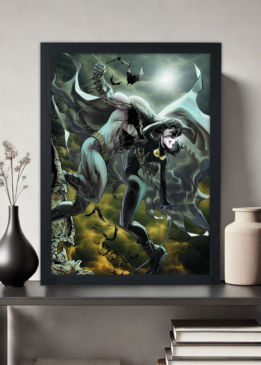 Quadro Decorativo Batman e Batgirl - DC - Com vidro
