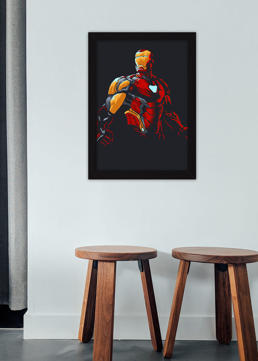 Quadro Heroi Marvel Homem de Ferro com armadura - Com vidro