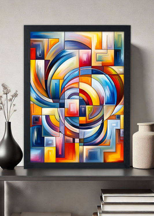 Quadro Varias forma geometricas abstratas - Com vidro
