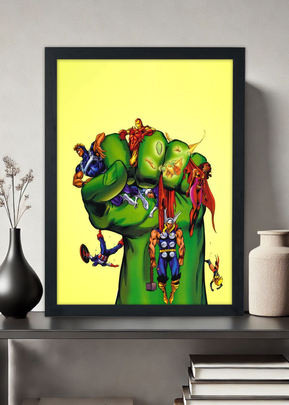 Quadro Decorativo Herois - Marvel - Com vidro