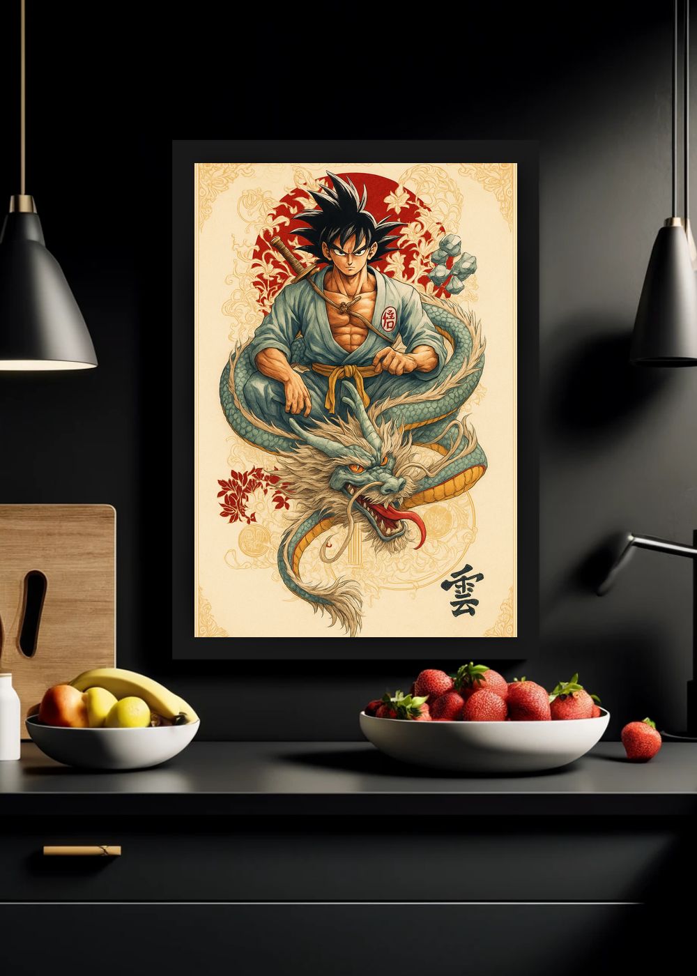 Quadro Goku (Son Goku) Dragon Ball Com Vidro e Moldura