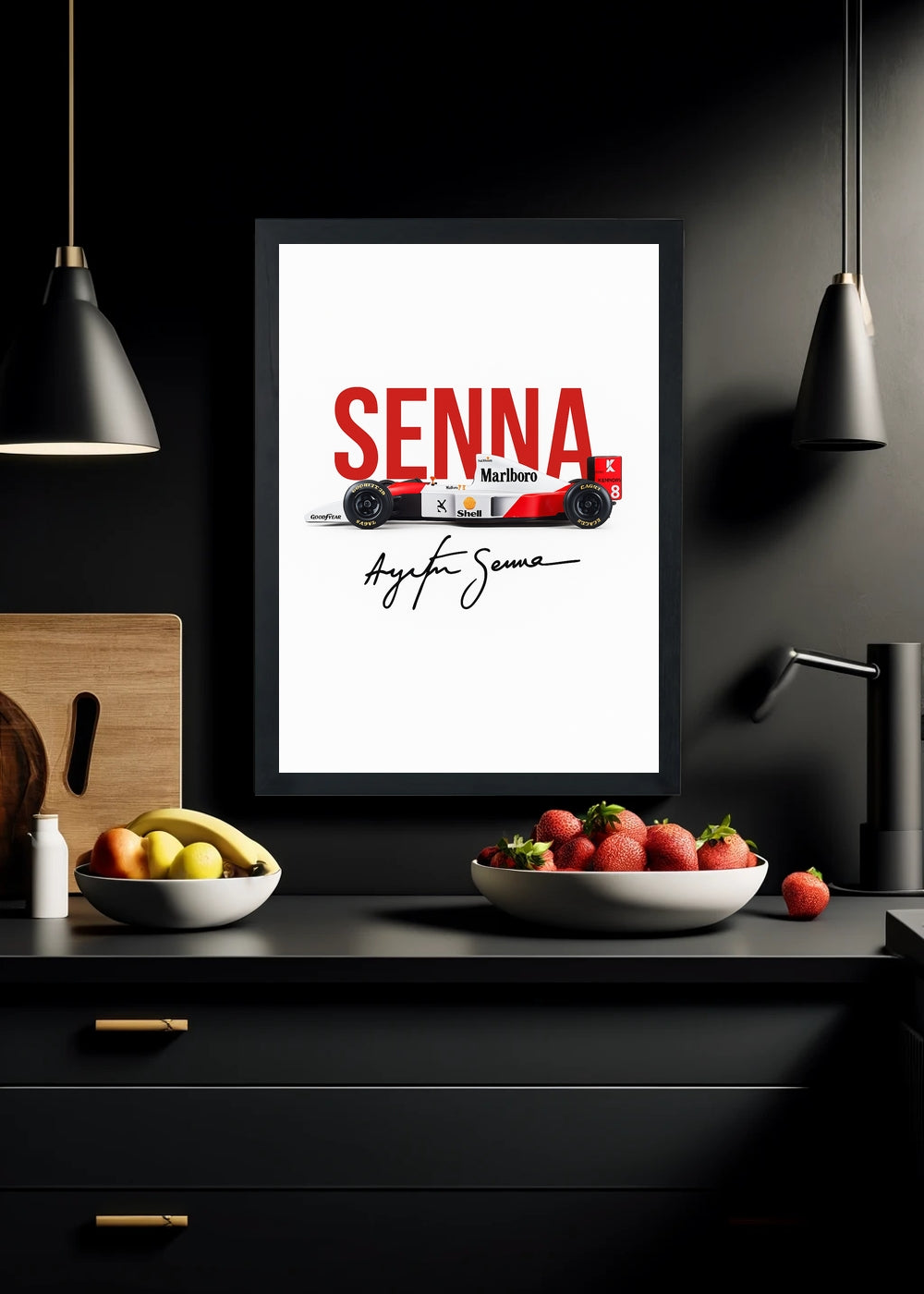 Quadro Decorativo Ayrton Senna McLaren F1 Com Vidro