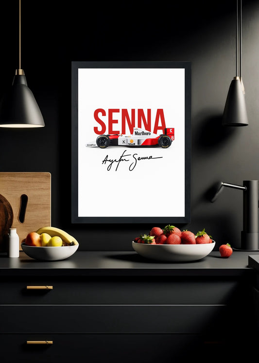 Quadro Decorativo Ayrton Senna McLaren F1 Com Vidro