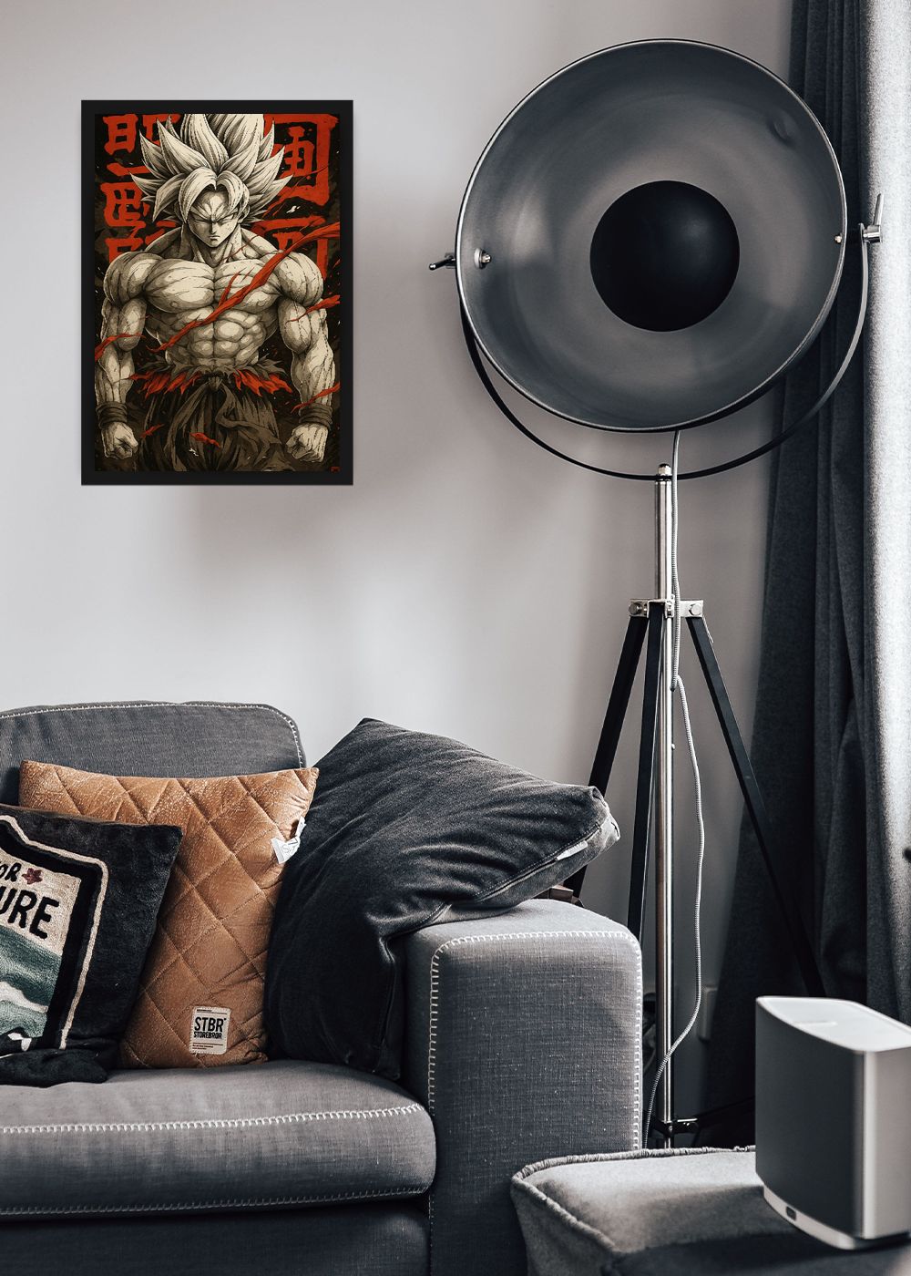 Quadro Goku Ultra Kakaroto DBZ Com Vidro e Moldura