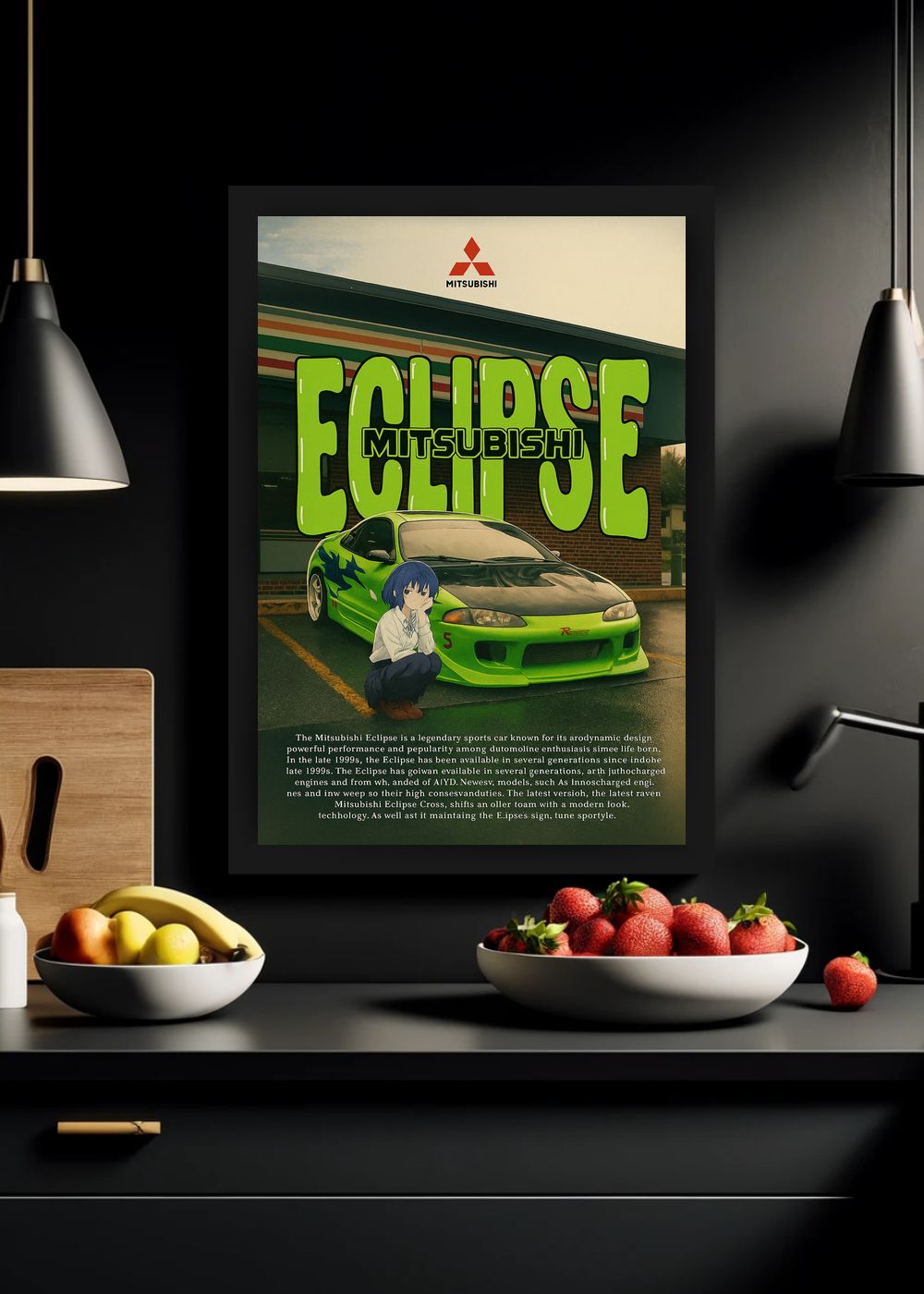 Quadro com vidro Mitsubishi Eclipse Anime Poster