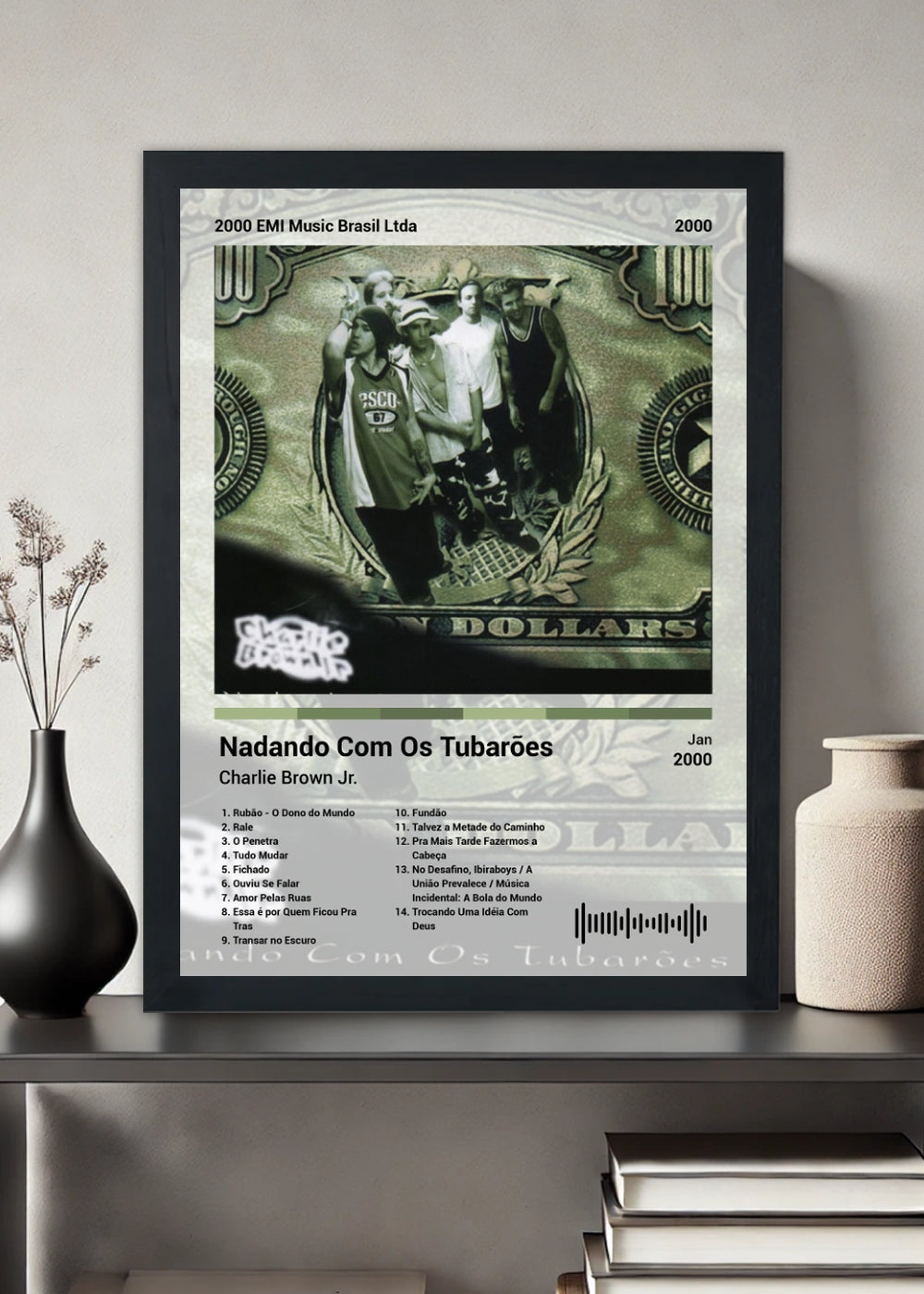 Quadro Charlie Brown Jr. Nadando Com Os... (Light) Com Vidro