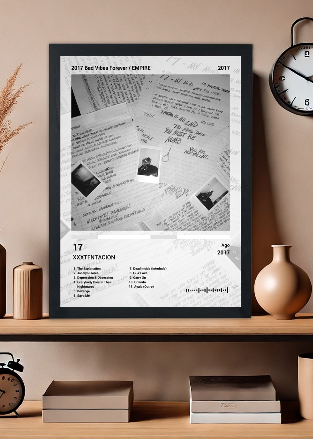 Quadro Decorativo XXXTENTACION 17 (Black&white) Com Vidro