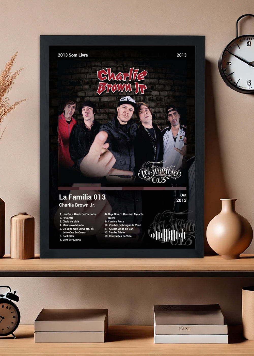 Quadro Charlie Brown Jr. La Familia 013 (Dark) Com Vidro