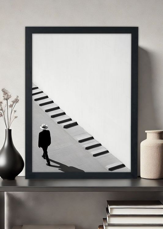 Quadro Decorativo O caminhar vazio Abstrata - Com vidro