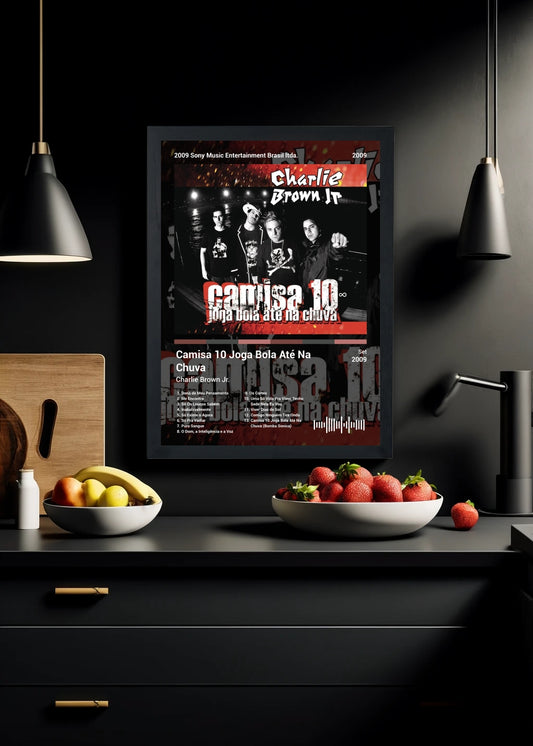 Quadro Charlie Brown Jr. Camisa 10 Joga ... (Dark) Com Vidro