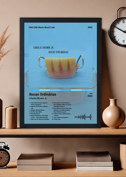 Quadro Charlie Brown Jr. Bocas Ordiná... (Colored) Com Vidro