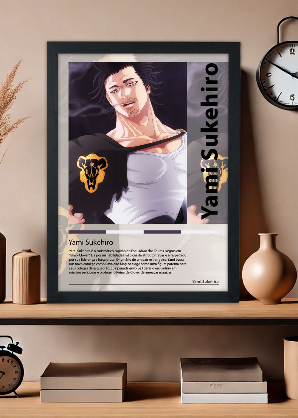 Quadro Yami Sukehiro - Black Clover - Com vidro