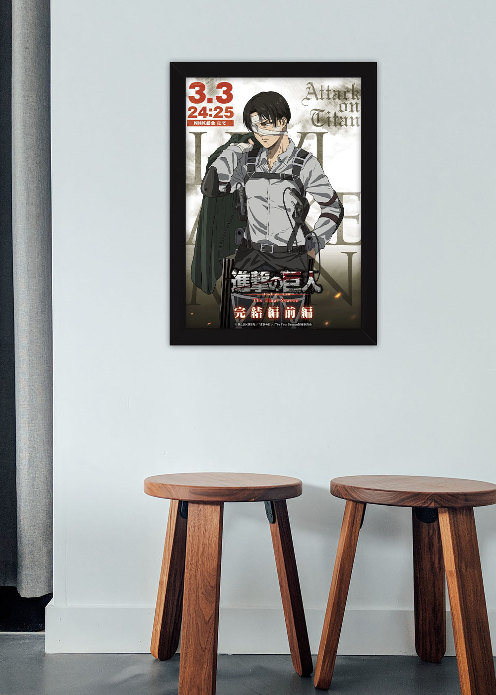 Quadro Decorativo Levi Attack on Titan - Anime - Com vidro