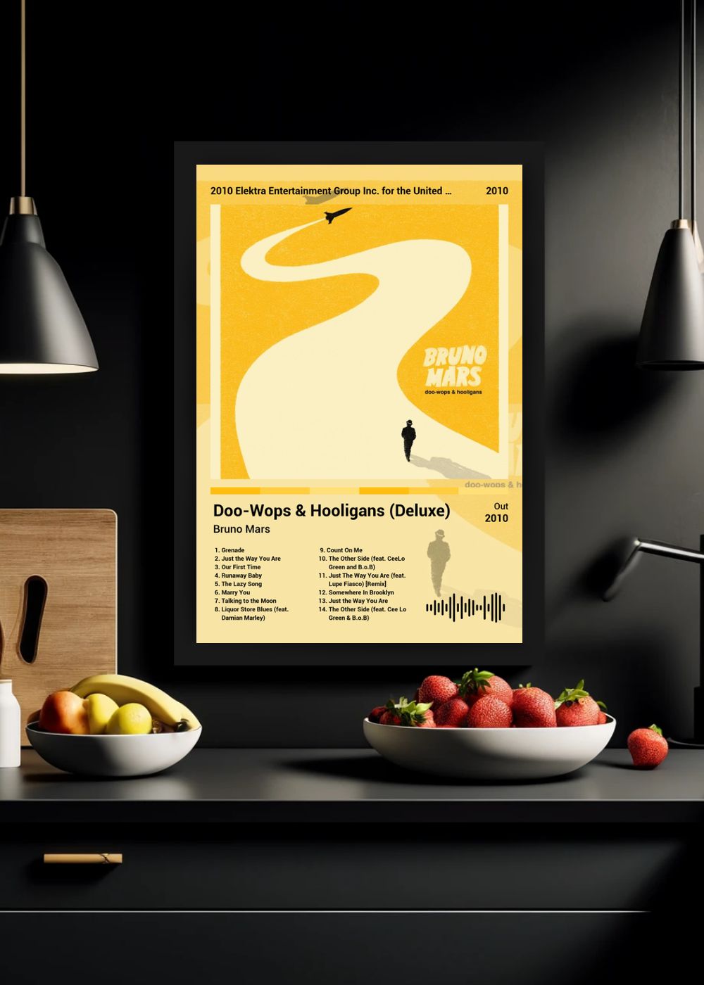 Quadro Bruno Mars DooWops & Hooligans (Colored) Com Vidro