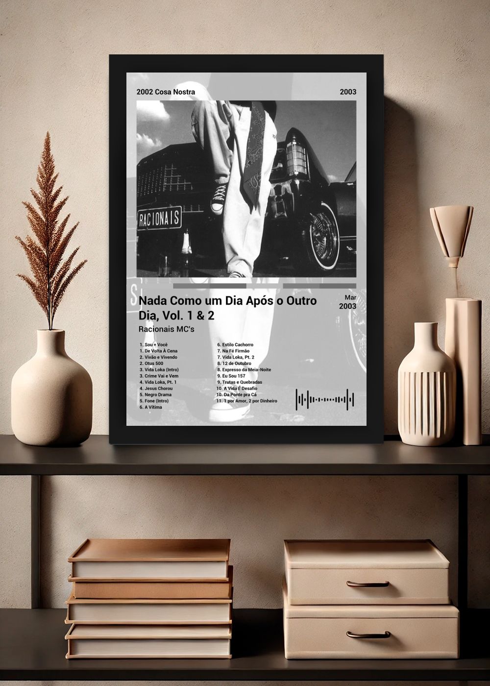 Quadro Racionais MC's Nada Como u... (Black&white) Com Vidro