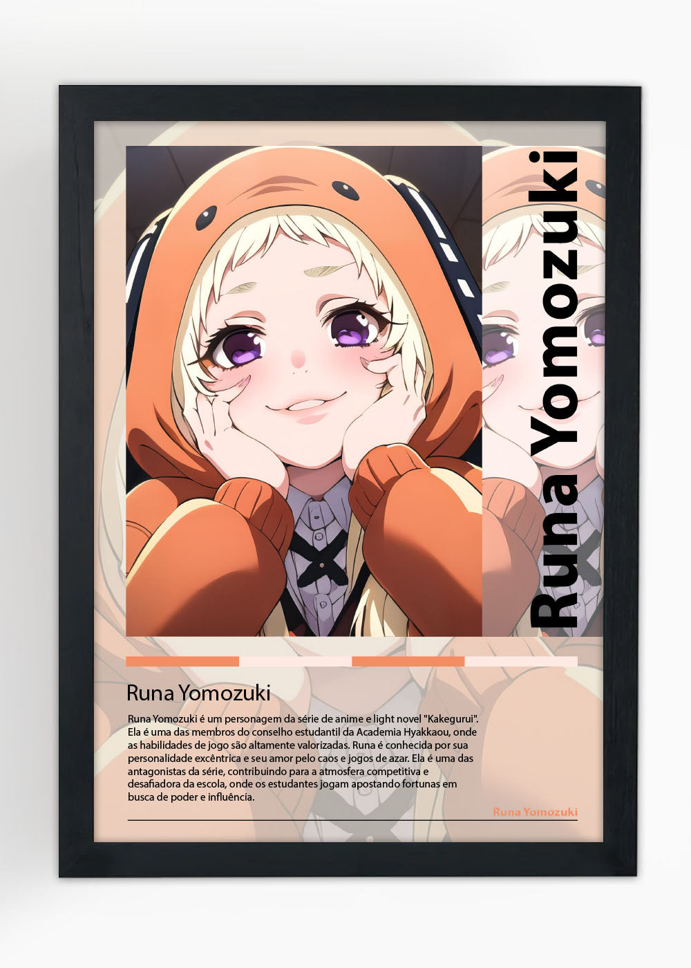 Quadro Decorativo Runa Yomozuki - Kakegurui - Com vidro