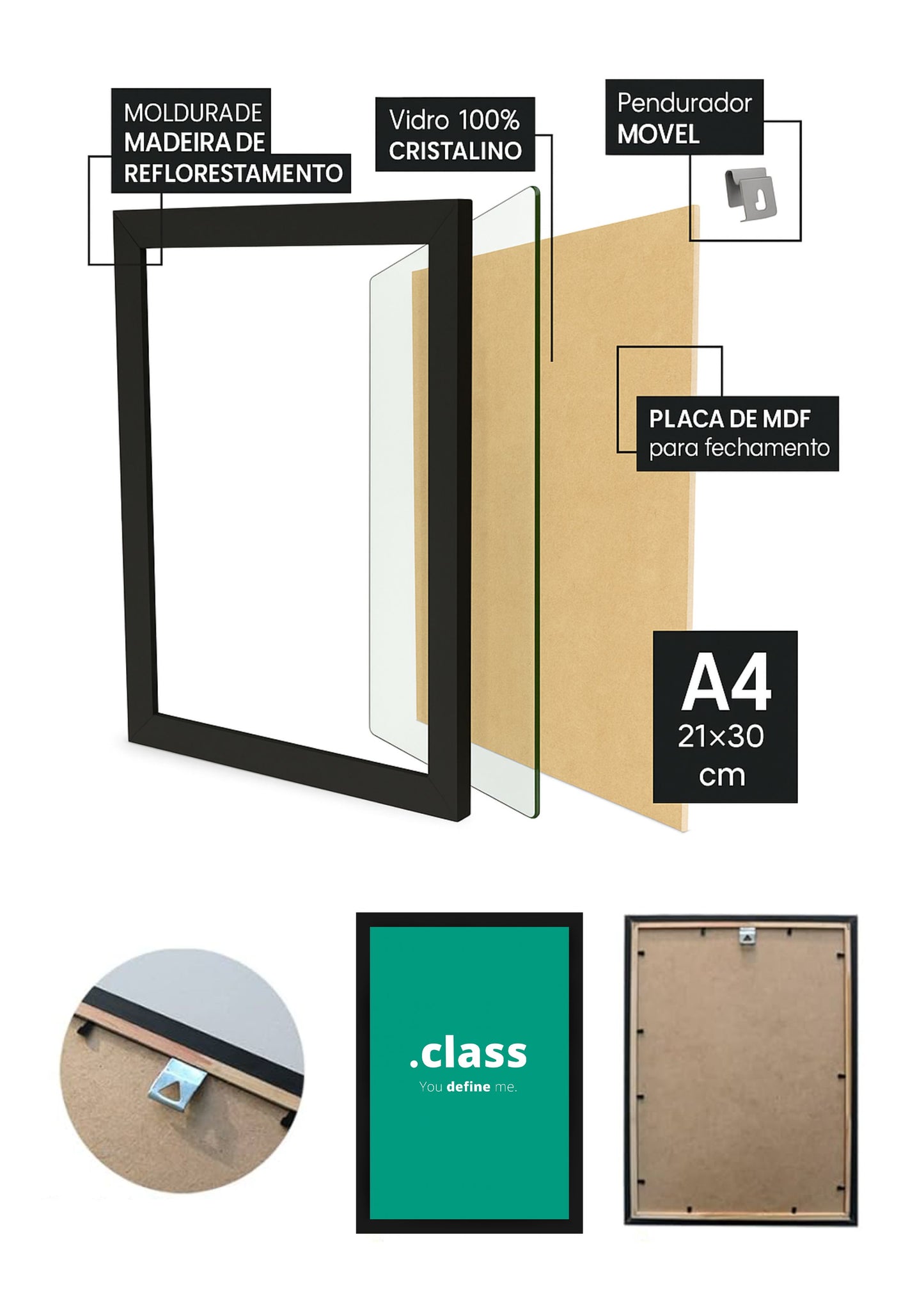 Quadro .class You Define Me com Vidro e Moldura