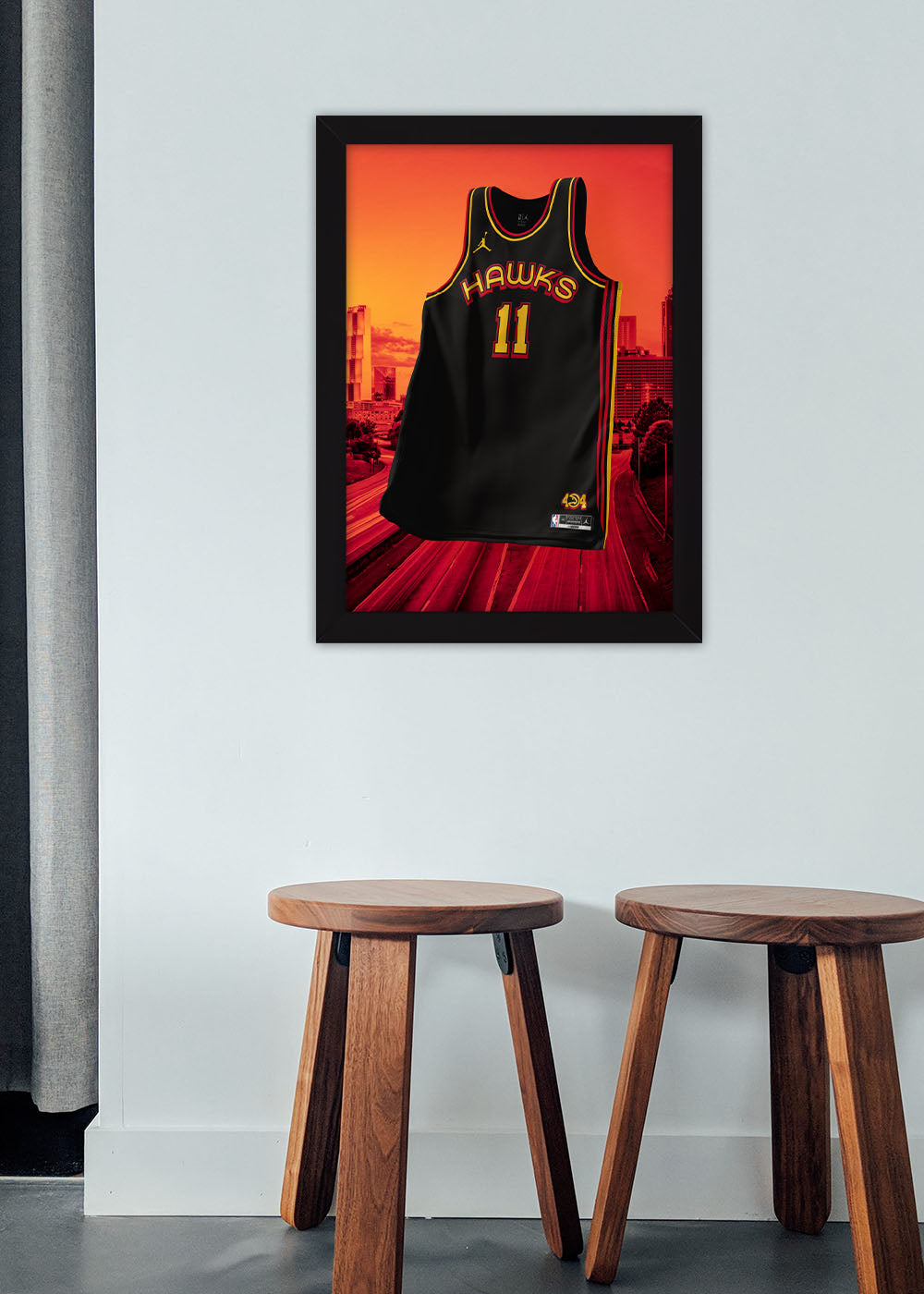 Quadro Decorativo Regata Atlanta Hawks - Com vidro