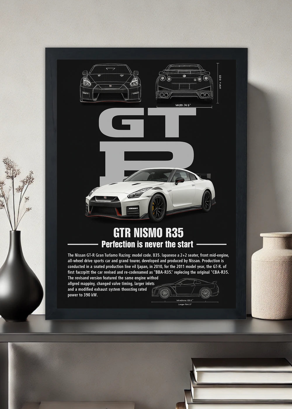 Quadro decorativo GTR Nismo R35 – Com vidro