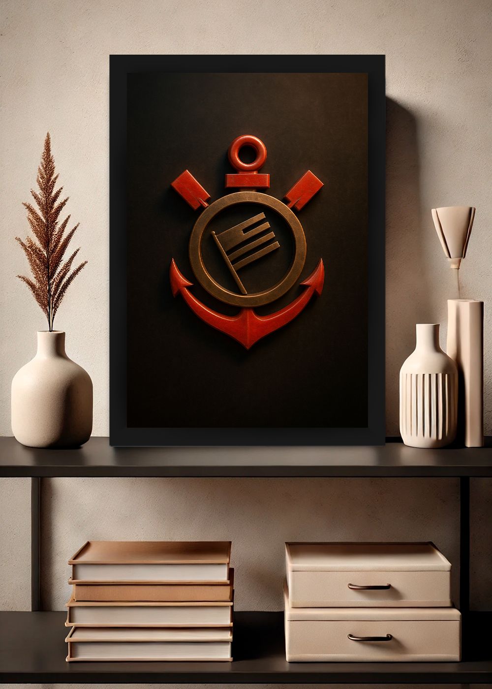 Quadro Corinthians SCCP Escudo Com Vidro e Moldura