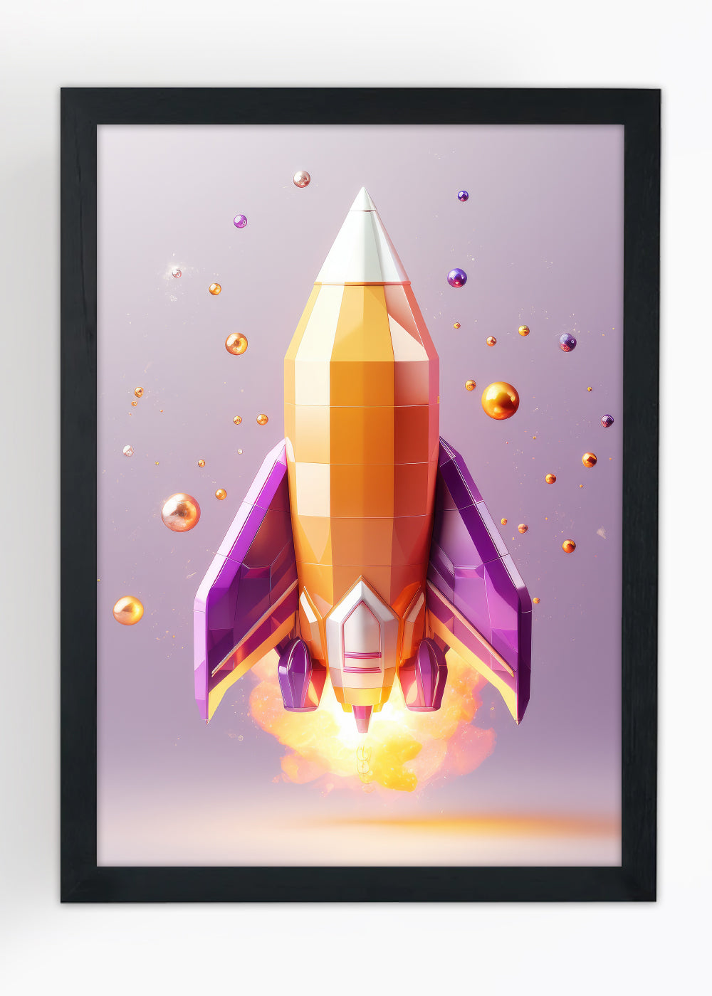 Quadro Foguete artistico levantando voo Abstrata - Com vidro