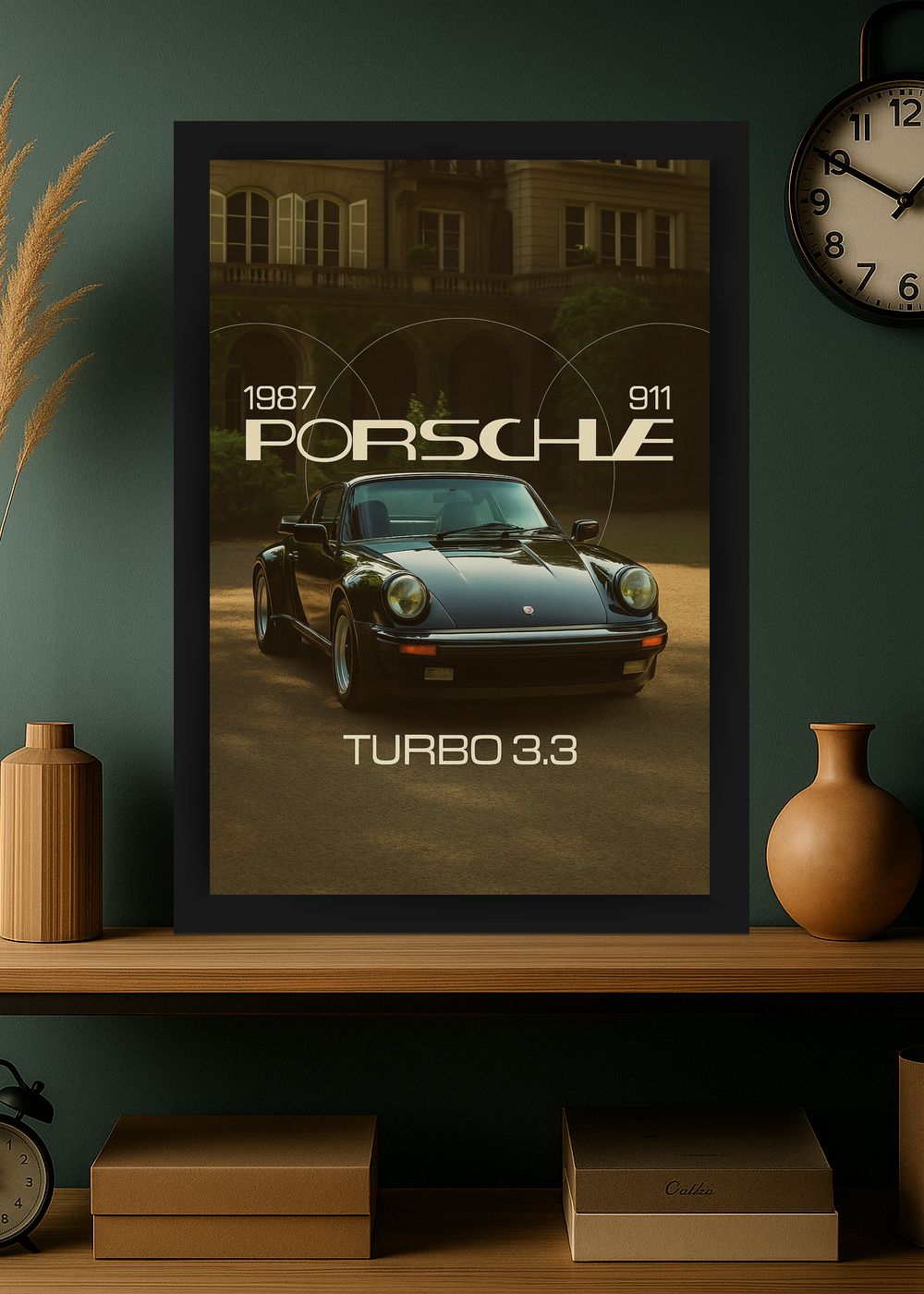 Quadro Com Vidro Porsche 911 Turbo 3.3 1987 com Moldura