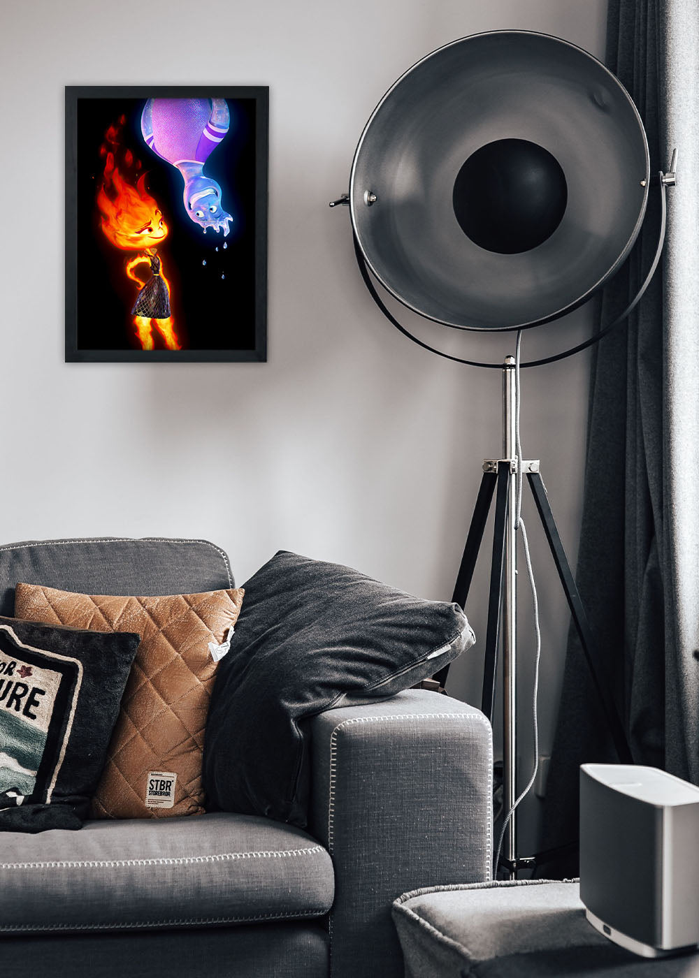 Quadro Decorativo Fogo e a agua - Com vidro