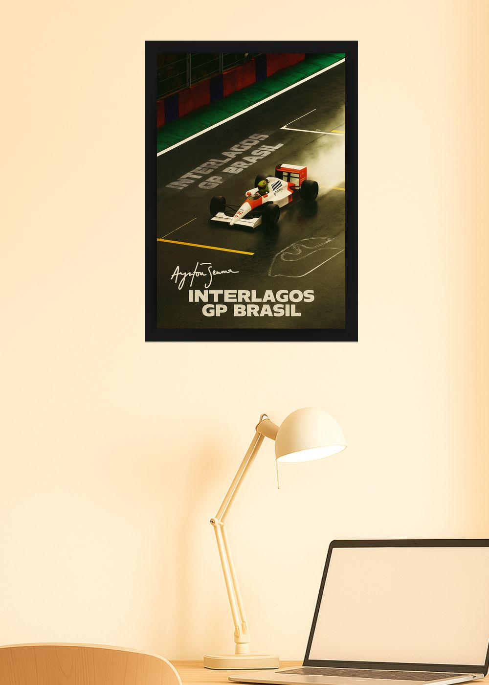 Quadro Com Vidro Ayrton Senna GP Brasil Decorativo