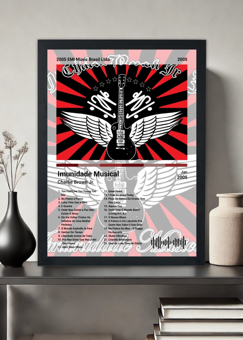 Quadro Charlie Brown Jr. Imunidade Musical (Light) Com Vidro