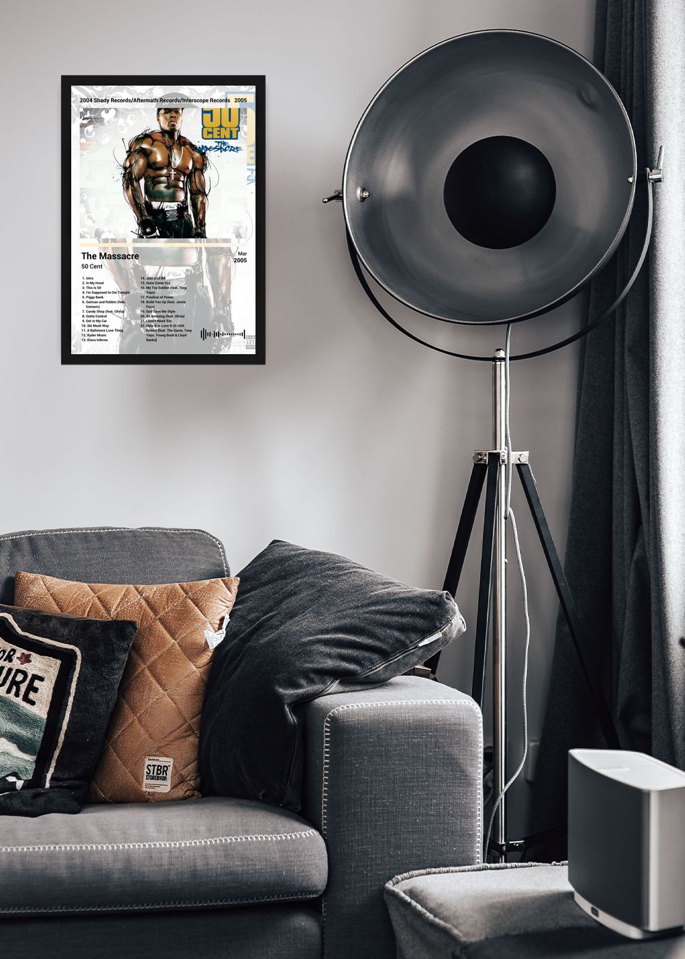 Quadro Decorativo 50 Cent The Massacre (Light) Com Vidro