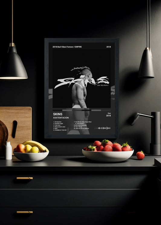 Quadro Decorativo XXXTENTACION SKINS (Colored) Com Vidro